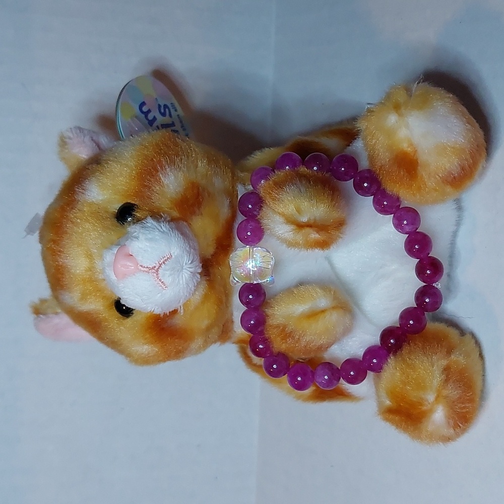 Palm pal/stone bracelet bundle. Pink Tourmeline stone beads/Orange cat palm pal
